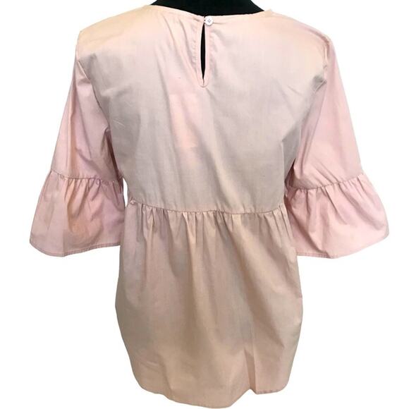 New ~ COMO VINTAGE ~ Faux Pearl Ruffle Sleeve 100% Cotton ~Sz Small~ Cottagecore - Picture 3 of 6